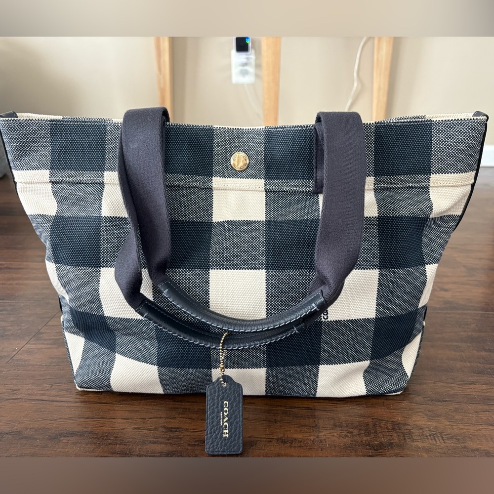 Coach Buffalo Plaid Canvas Tote